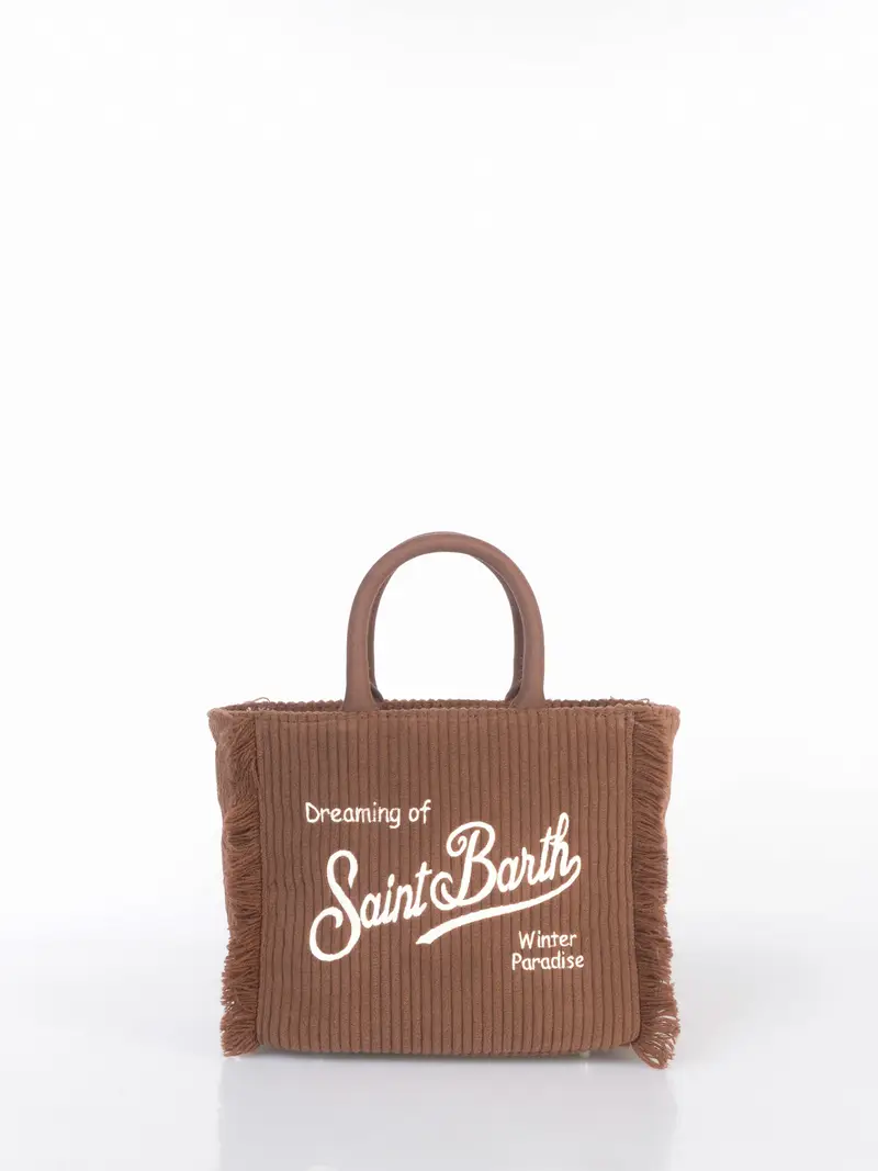 borsa a mano da donna Mc2 Saint Barth Mini effetto velluto rigato MARRON