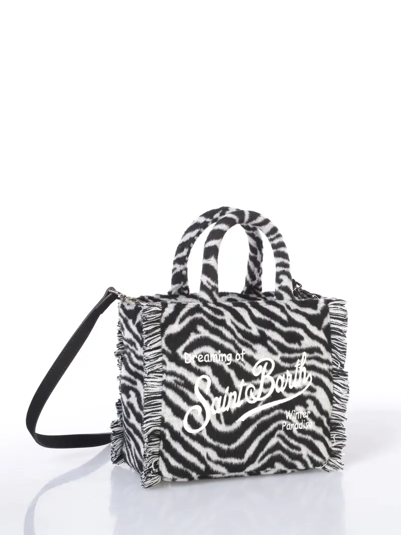 borsa a mano da donna Mc2 Saint Barth Mini in feltro zebrato NERO miniatura 2