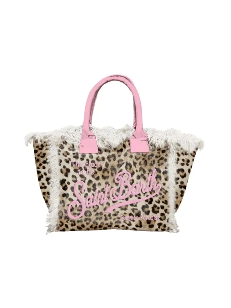 borsa colette in canvas beige animalier leopardo