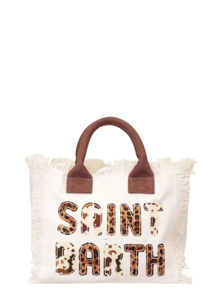 borsa colette in canvas bianco con logo patcjh animalier