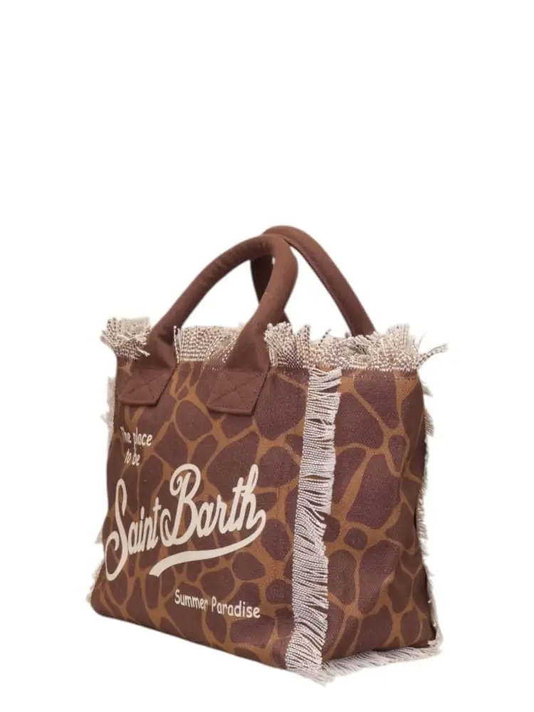 Mc2 Saint Barth borsa colette in canvas moro stampa animalier giraffa miniatura 2