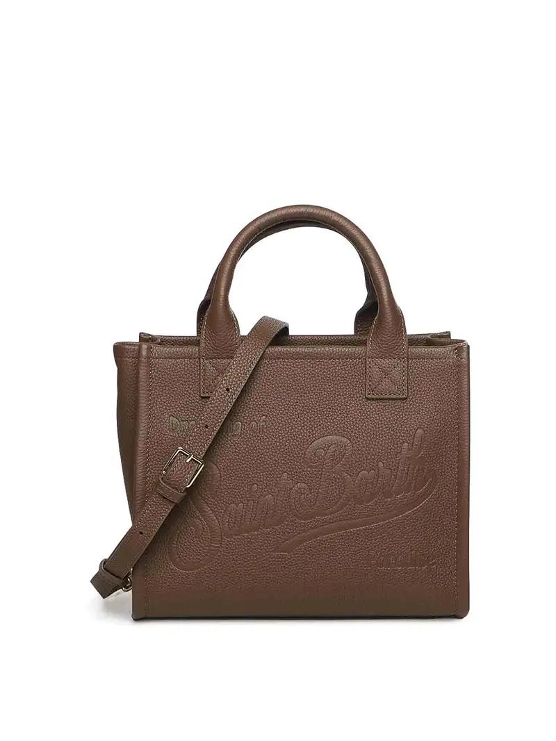 Borsa da toilette midi in pelle Marrone