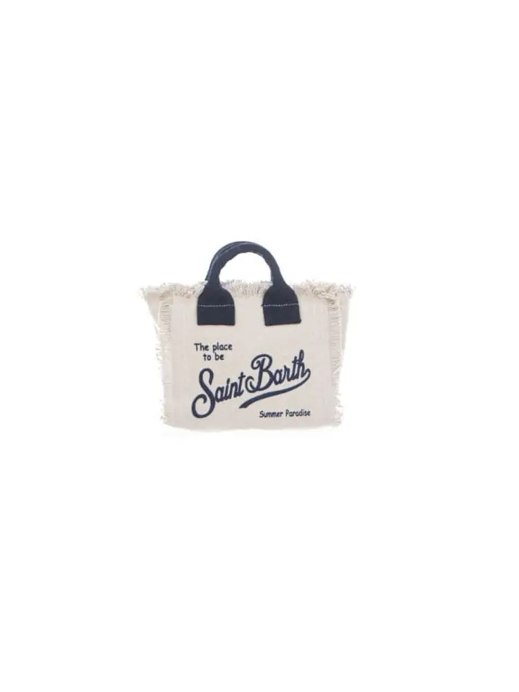 borsa vanity mini in canvas bianco con logo