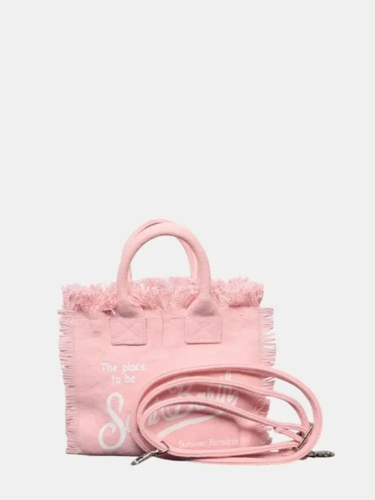 Mc2 Saint Barth borsa vanity mini in canvas rosa con logo miniatura 2
