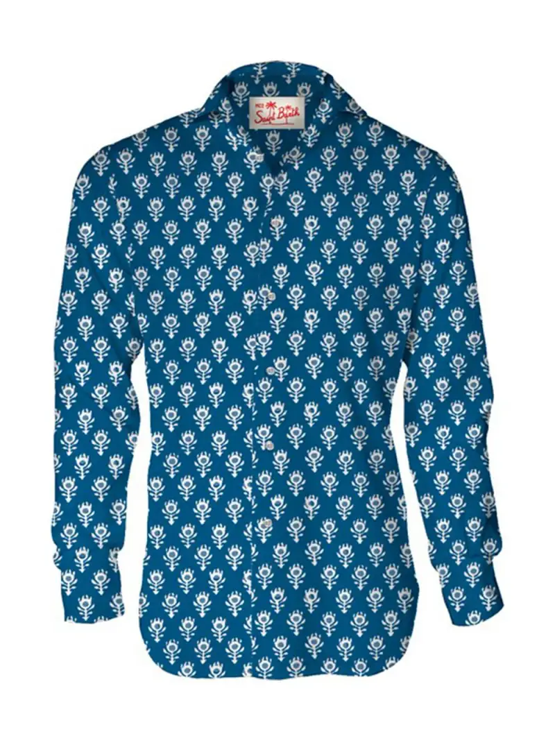 Camicia sikelia blu con fantasia