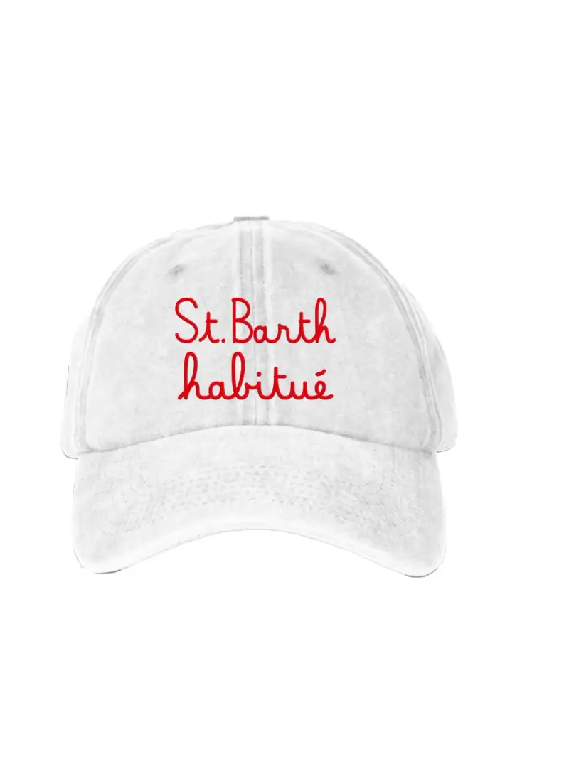 Cappello bianco "saint barth habituè"
