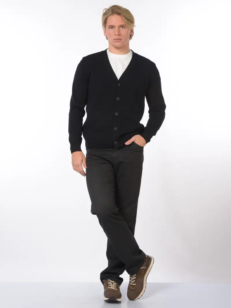 cardigan da uomo Mc2 Saint Barth con bottoni e logo NERO miniatura 2