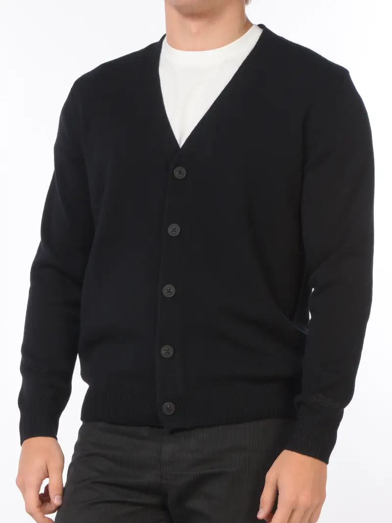 cardigan da uomo Mc2 Saint Barth con bottoni e logo NERO