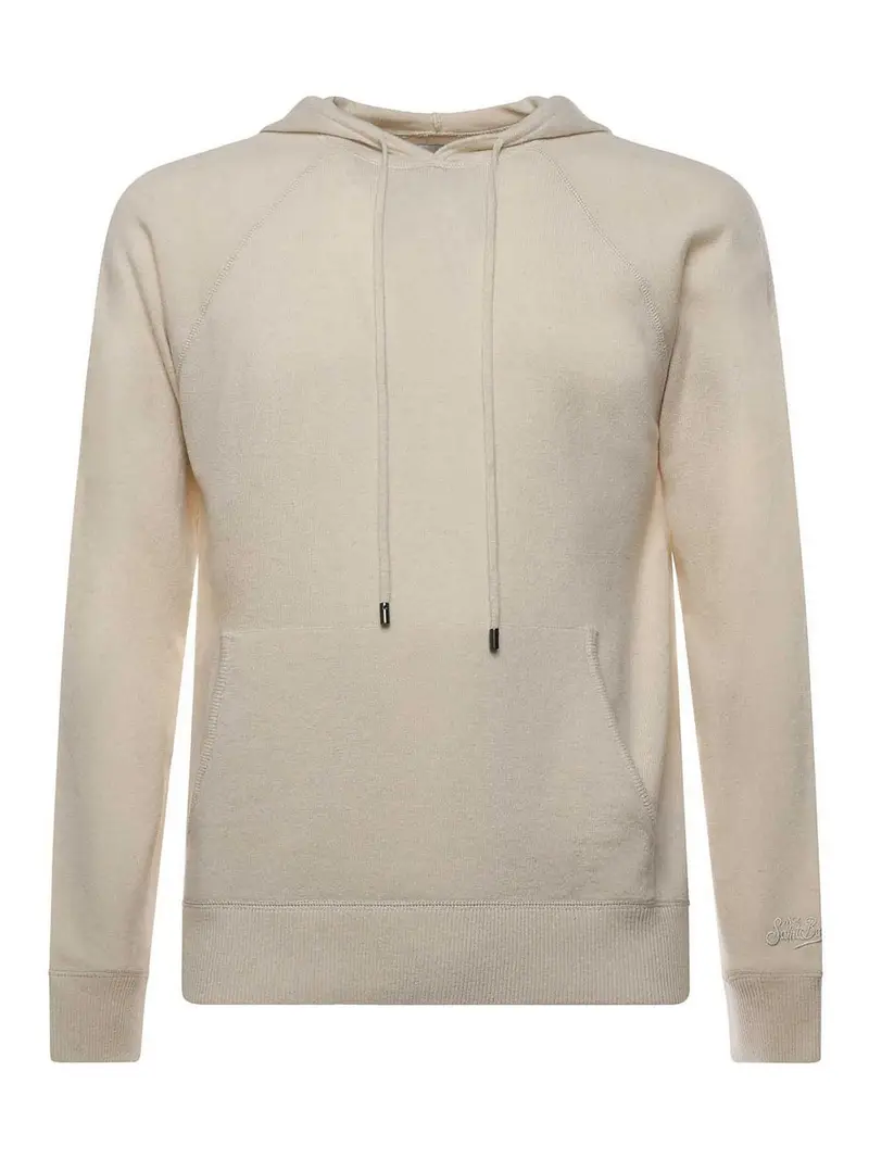 Felpa con cappuccio in lana Bianco