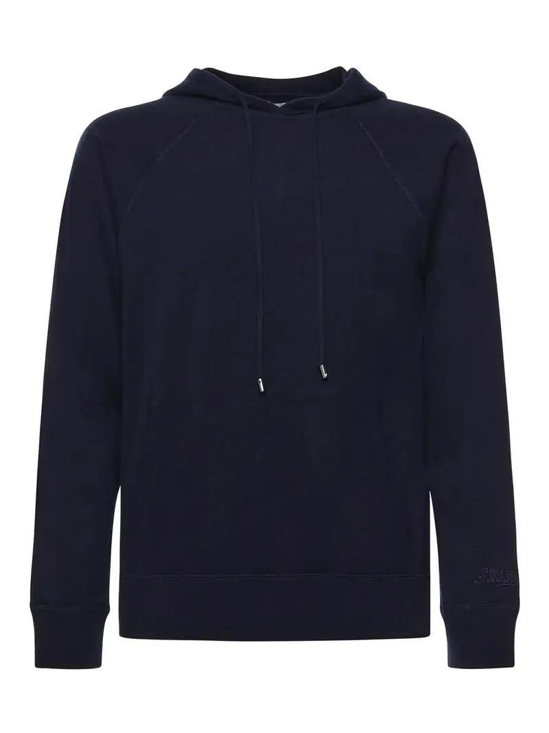 Felpa con cappuccio in lana Blu