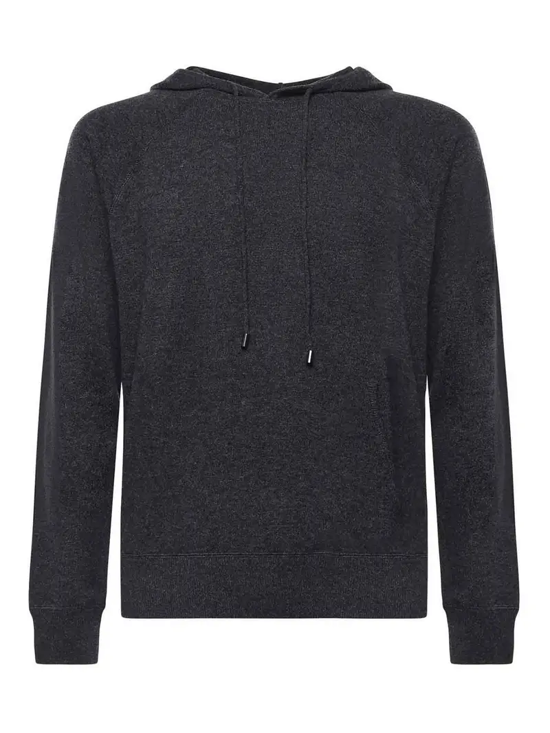 Felpa con cappuccio in lana Nero