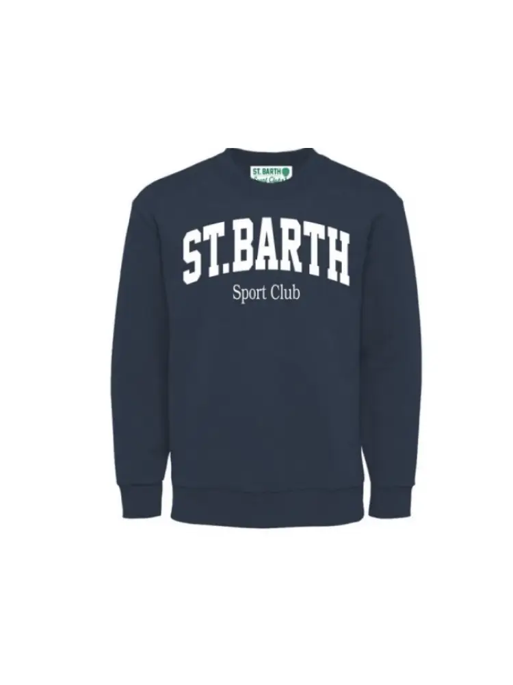 felpa girocollo junior blu con stampa frontale