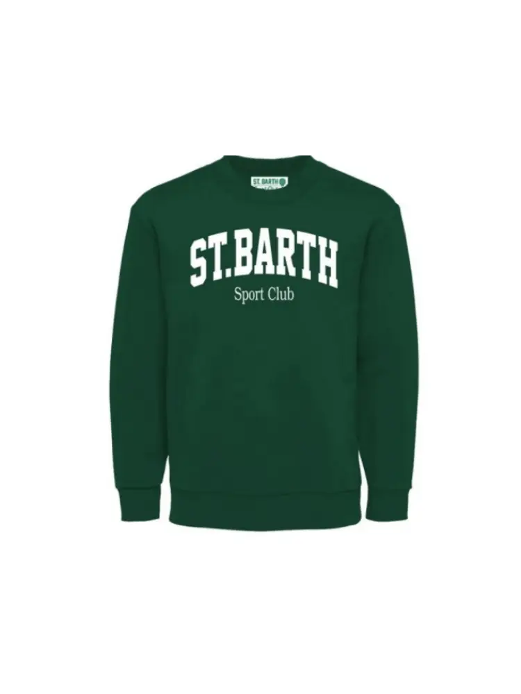 felpa girocollo junior verde con stampa frontale