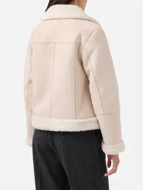 Giacca Lorayne in eco montone cream con bordi in shearling miniatura 2