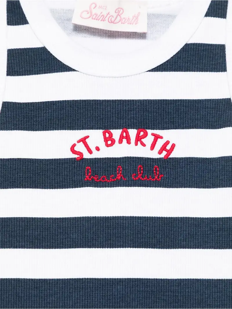 Canotta blue beach club fantasia a righe Blu miniatura 3