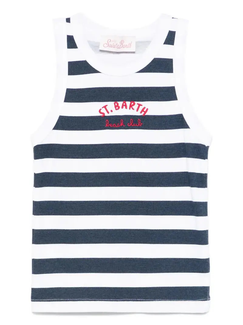 Canotta blue beach club fantasia a righe Blu