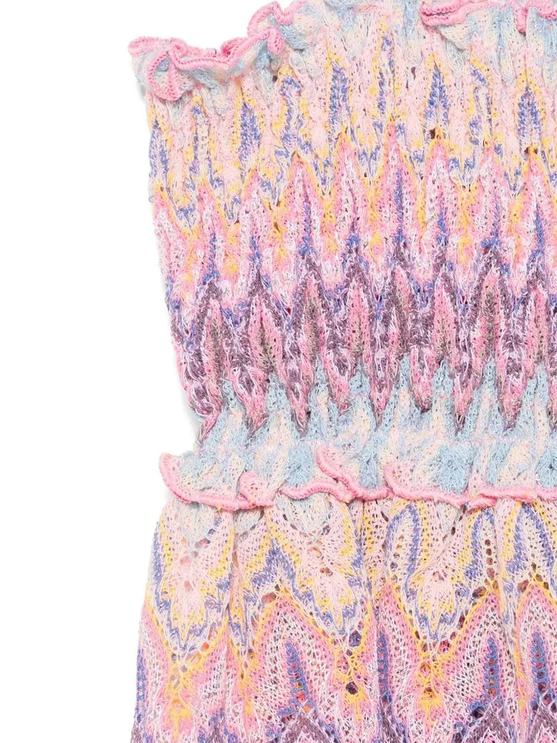 Copricostume irmine in maglia traforata rosa miniatura 2