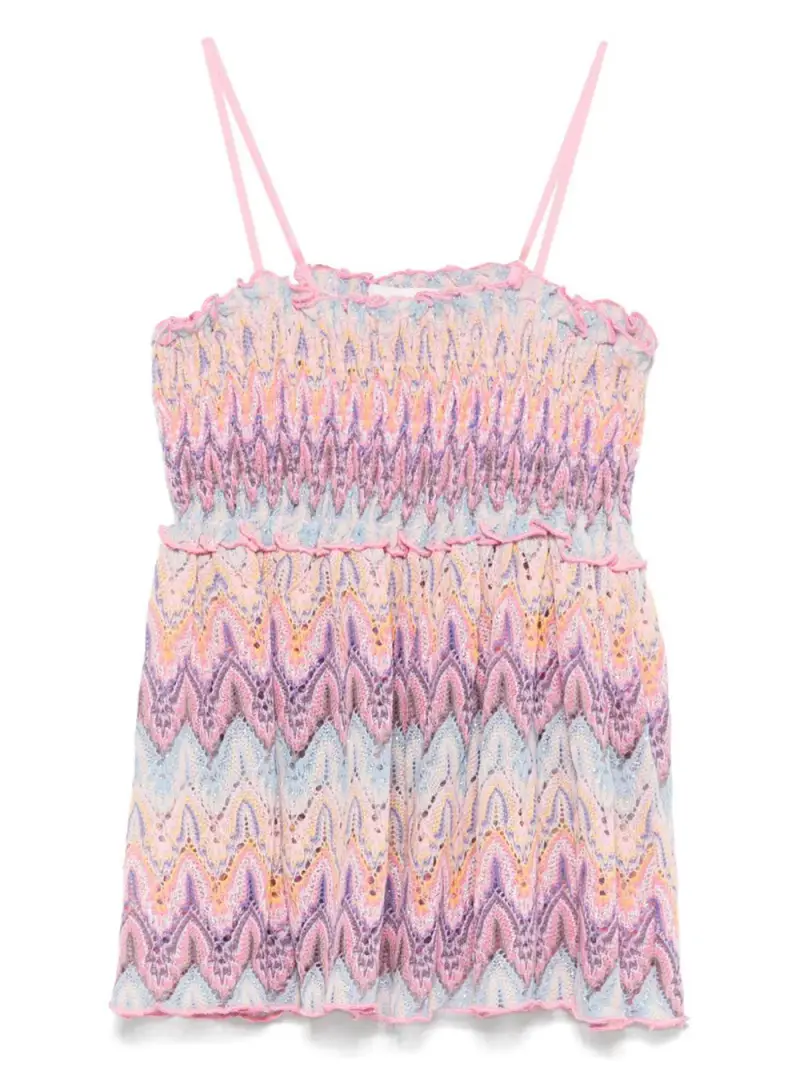 Copricostume irmine in maglia traforata rosa