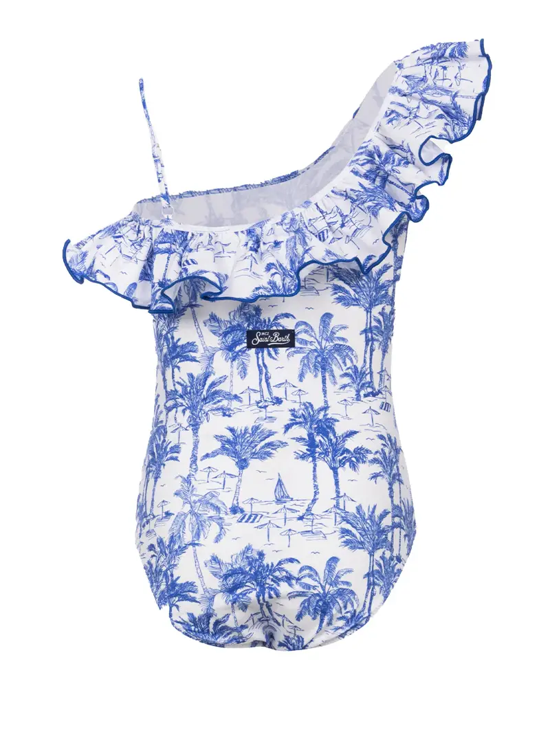 Costume intero Carin palme bianco/blu miniatura 2