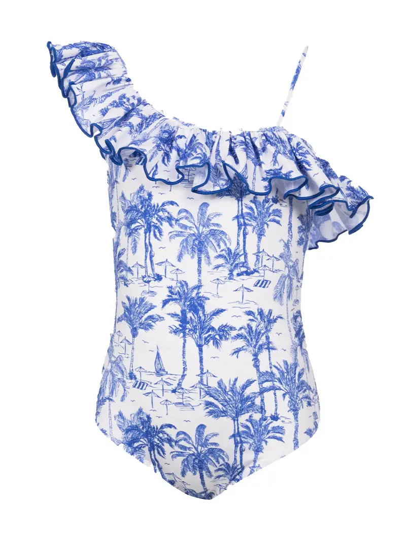 Costume intero Carin palme bianco/blu