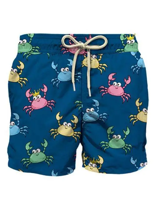 Costume jean blu con granchi multicolor all-over