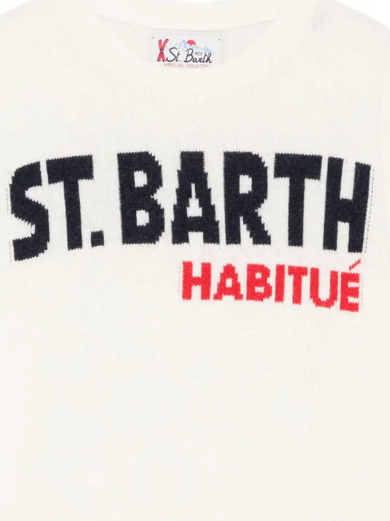 Mc2 Saint Barth Kids Maglione panna con logo miniatura 2