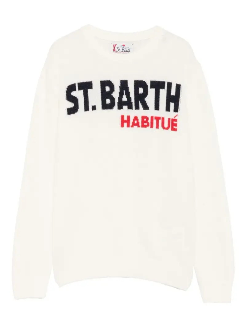 Mc2 Saint Barth Kids Maglione panna con logo