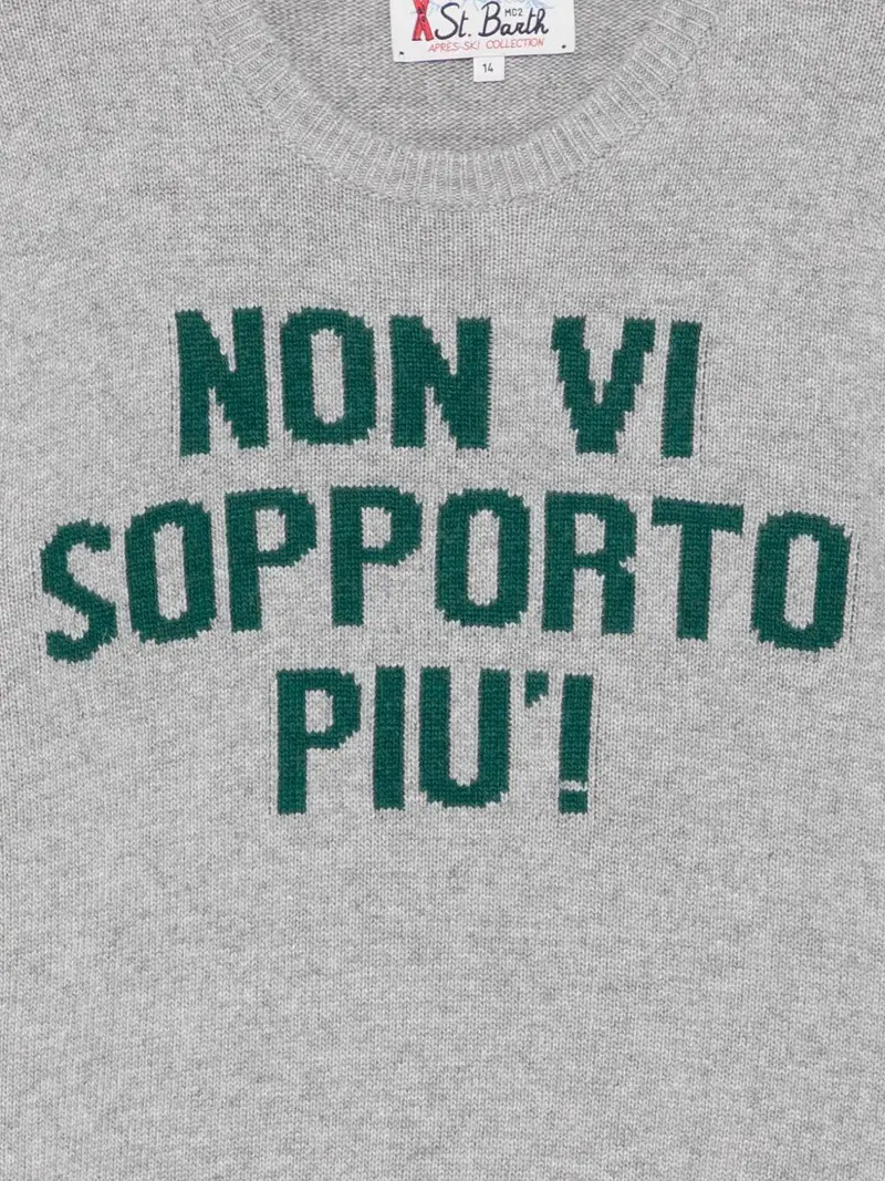 Mc2 Saint Barth Kids Maglione grigio con scritta miniatura 2