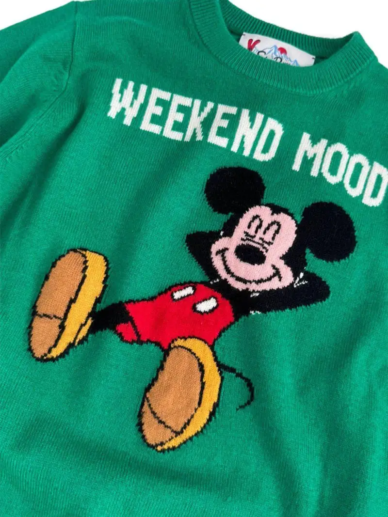 Mc2 Saint Barth Kids Maglione verde con fantasia Weekend Mood miniatura 2