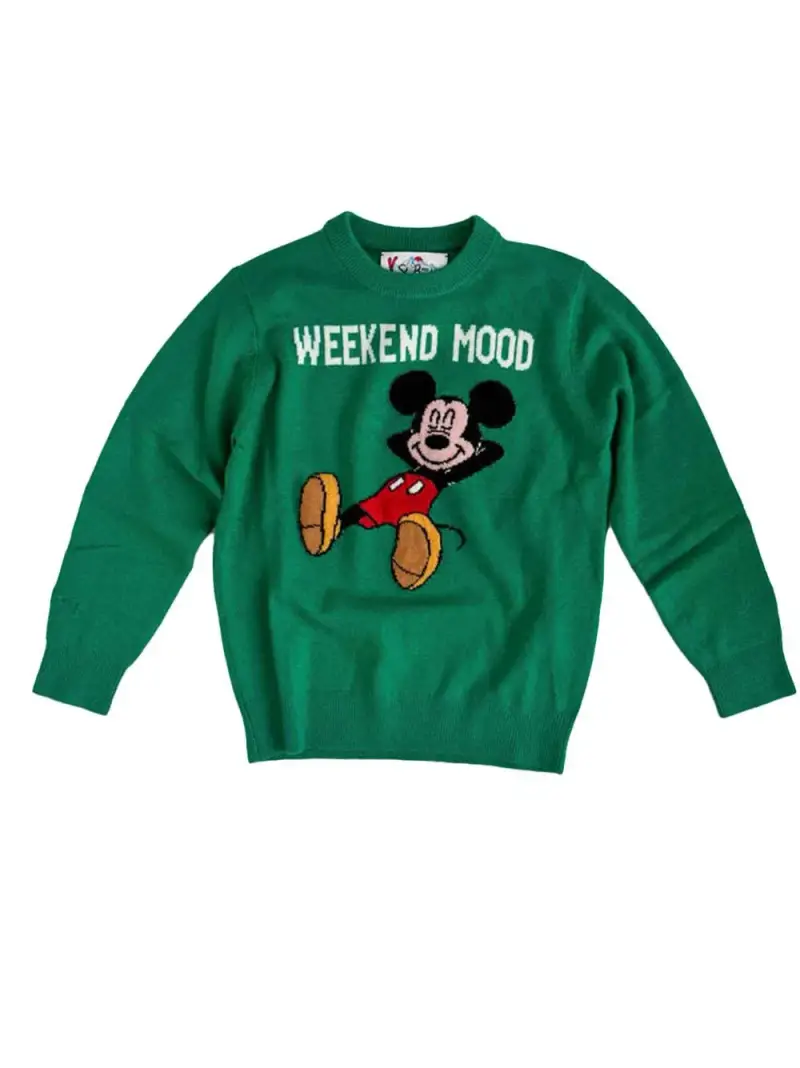 Mc2 Saint Barth Kids Maglione verde con fantasia Weekend Mood