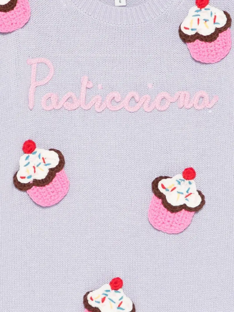 Mc2 Saint Barth Kids Maglione Lilla con Applicazioni per Bambino miniatura 3