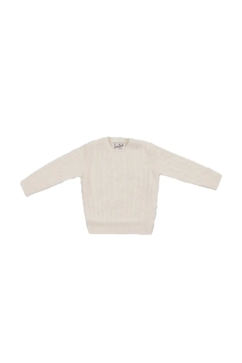 Maglia Bambina MC2 SAINT BARTH White Lyle braid woll