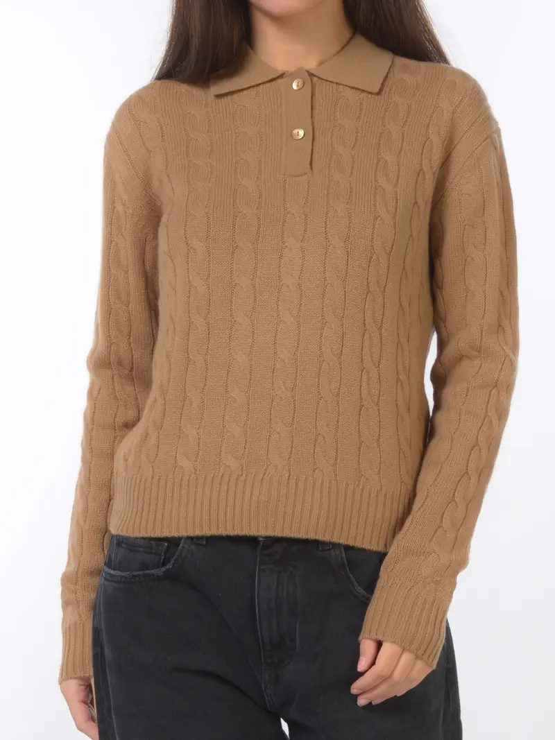 maglia da donna Mc2 Saint Barth a trecce collo polo RAME