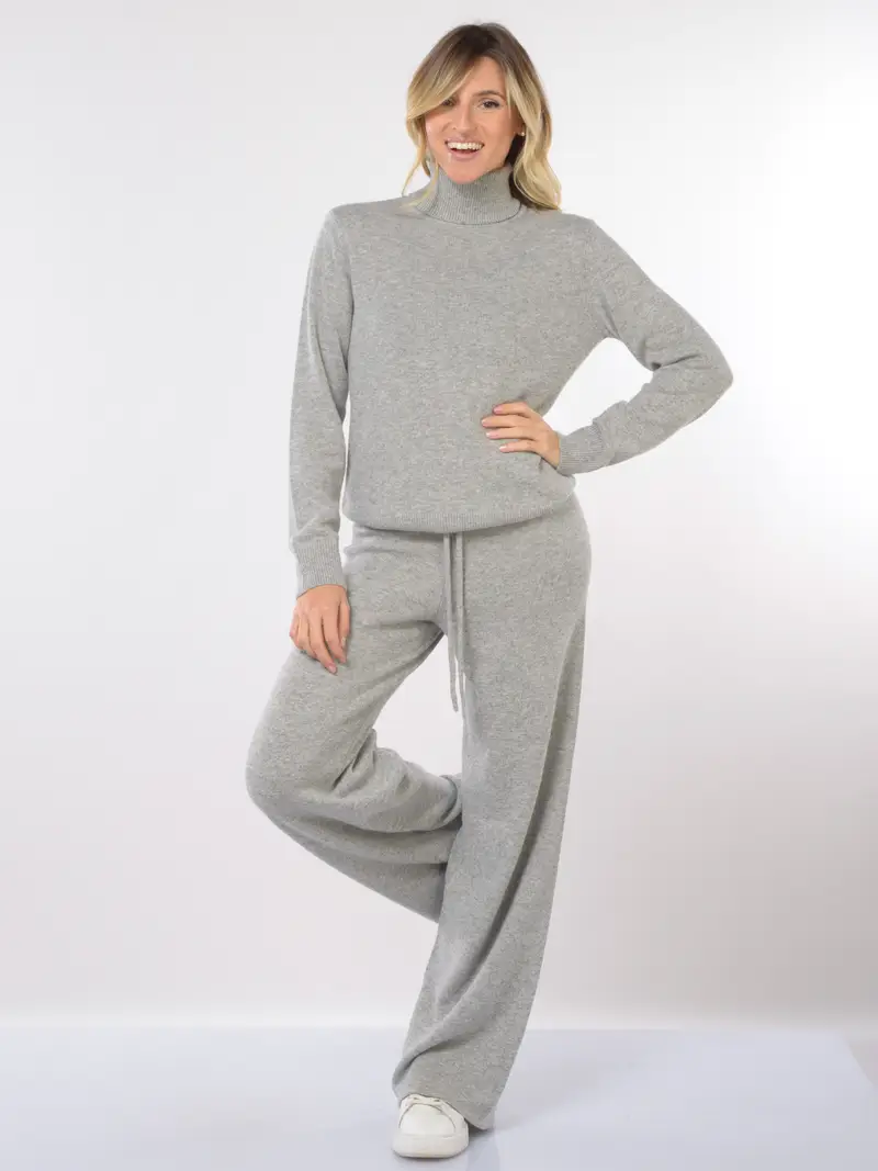 maglia da donna Mc2 Saint Barth dolcevita con logo Grigio miniatura 2