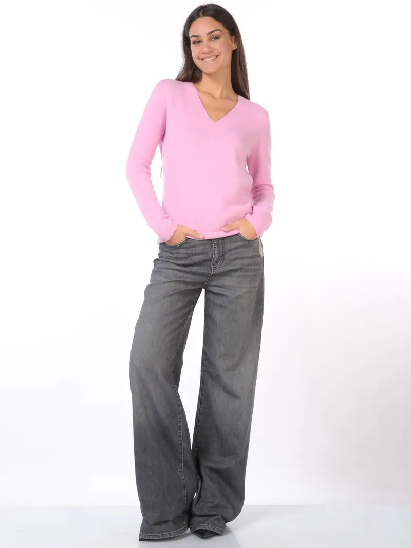 maglia da donna Mc2 Saint Barth scollo a V in lana e alpaca NERO miniatura 2