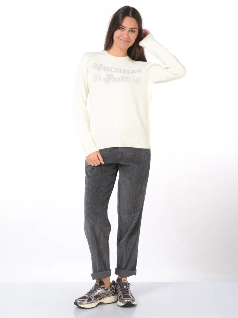 maglia da donna Mc2 Saint Barth Vacanze con ricamo lurex Bianco miniatura 2