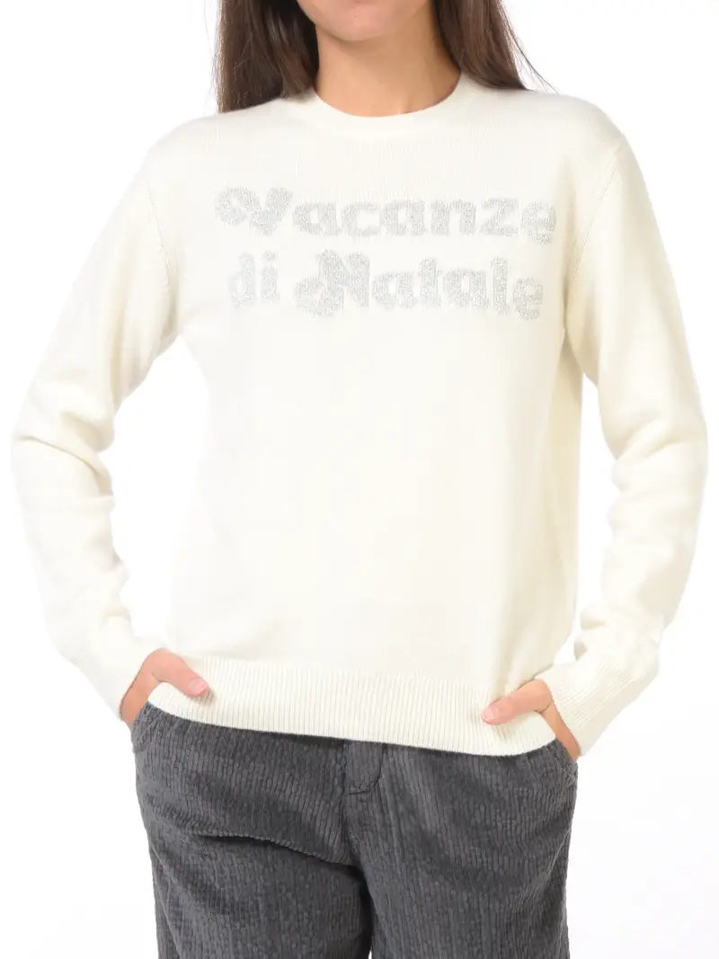 maglia da donna Mc2 Saint Barth Vacanze con ricamo lurex Bianco