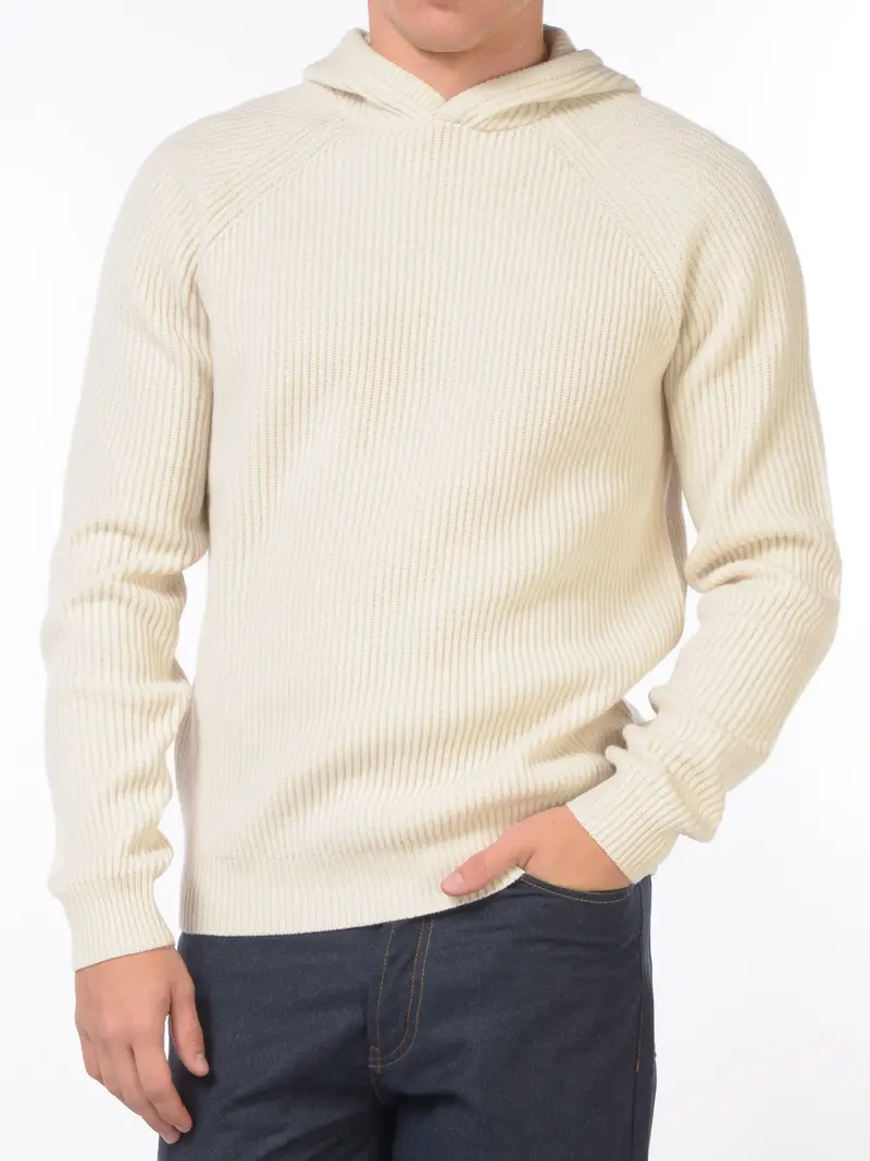 maglia da uomo Mc2 Saint Barth a coste con cappuccio NERO