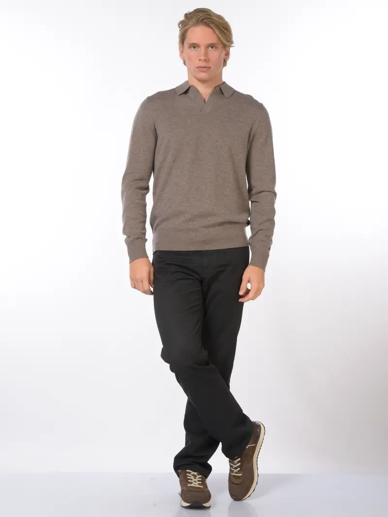 maglia da uomo Mc2 Saint Barth collo derby con logo MARRON miniatura 2