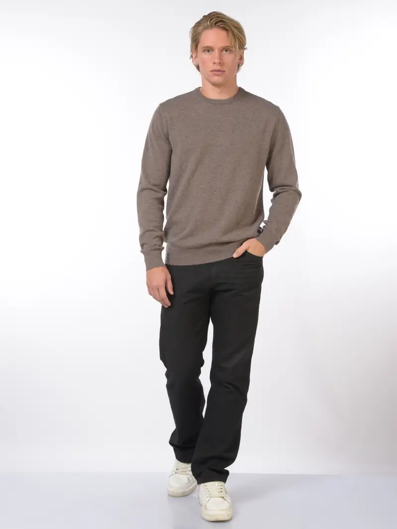 maglia da uomo Mc2 Saint Barth girocollo con logo MARRON miniatura 2