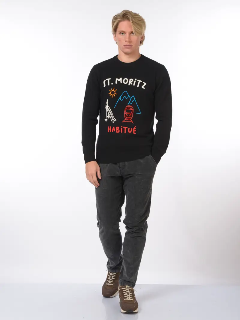 maglia da uomo Mc2 Saint Barth girocollo st moritz NERO miniatura 2