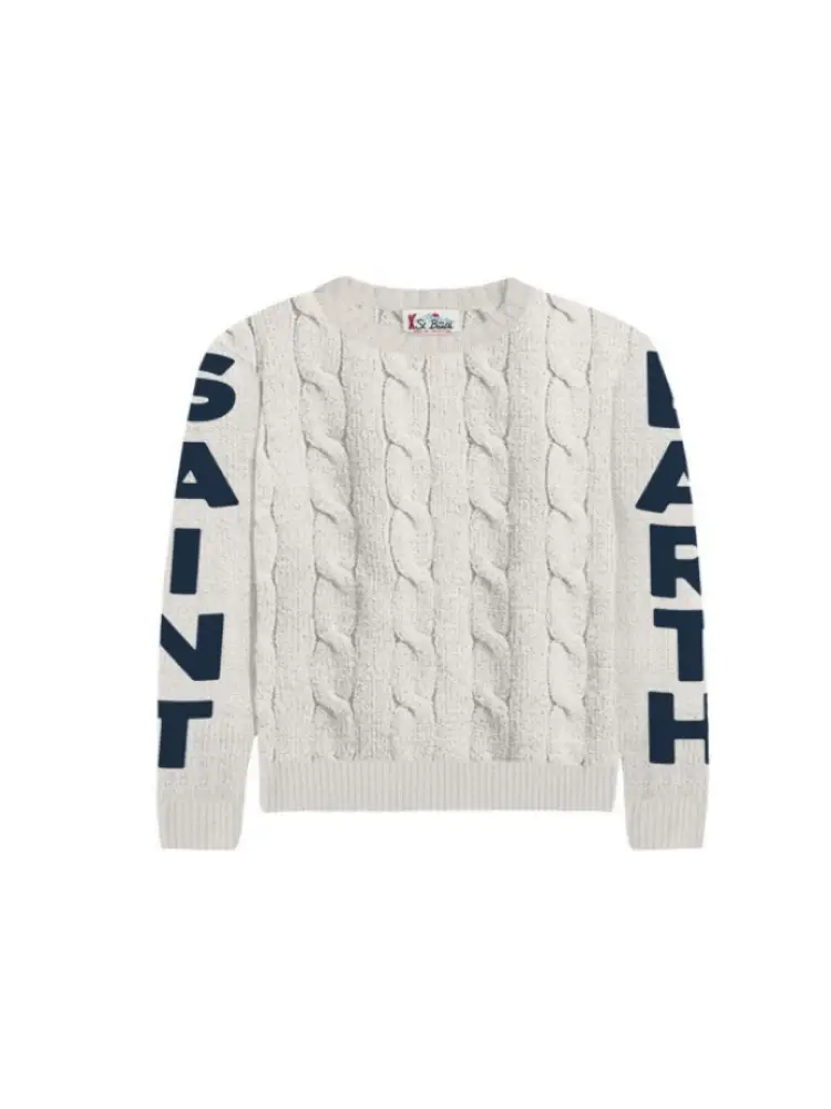 maglia junior a treciia grigio chiaro con logo sulle maniche