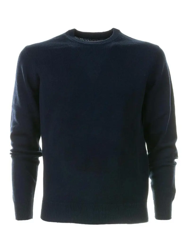 Maglione Con Rifinitura A Coste Blu