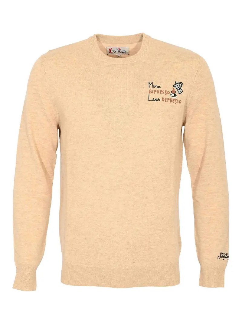 Maglione Heron More Espresso Less Depresso Marrone