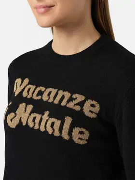 Maglione New Queen in misto cashmere nero con jacquard Vacanze di Natale | VACANZE DI NATALE SPECIAL EDITION miniatura 2