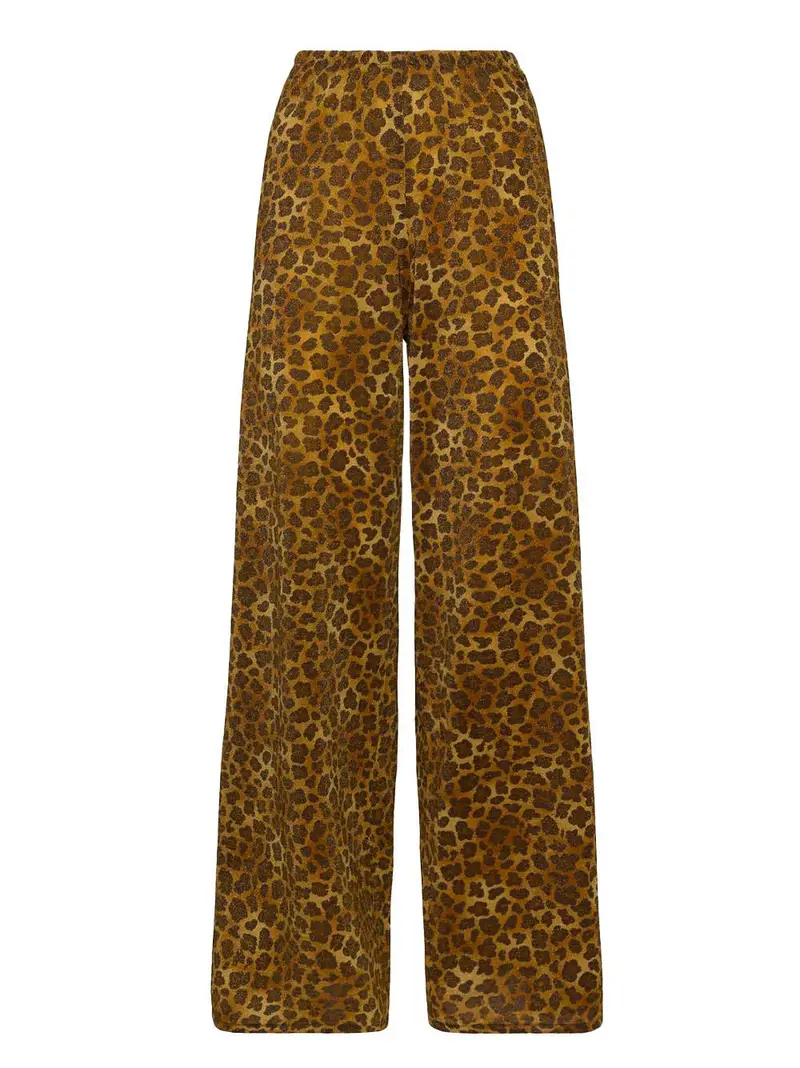 Pantaloni a gamba larga Amalia in lurex leopardato Animalier