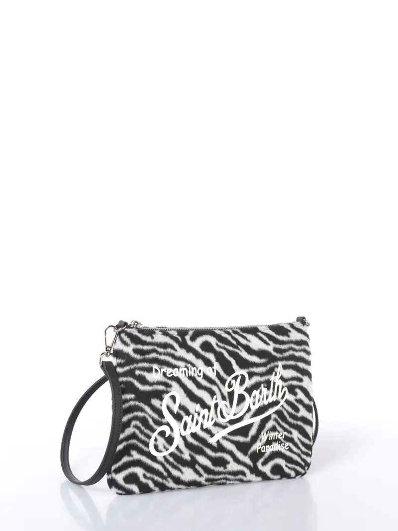 pochette da donna Mc2 Saint Barth in feltro zebrato con tracolla NERO miniatura 2