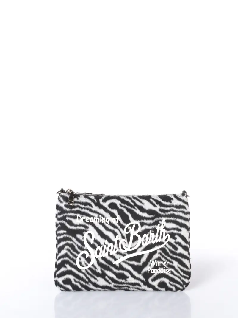 pochette da donna Mc2 Saint Barth in feltro zebrato con tracolla NERO