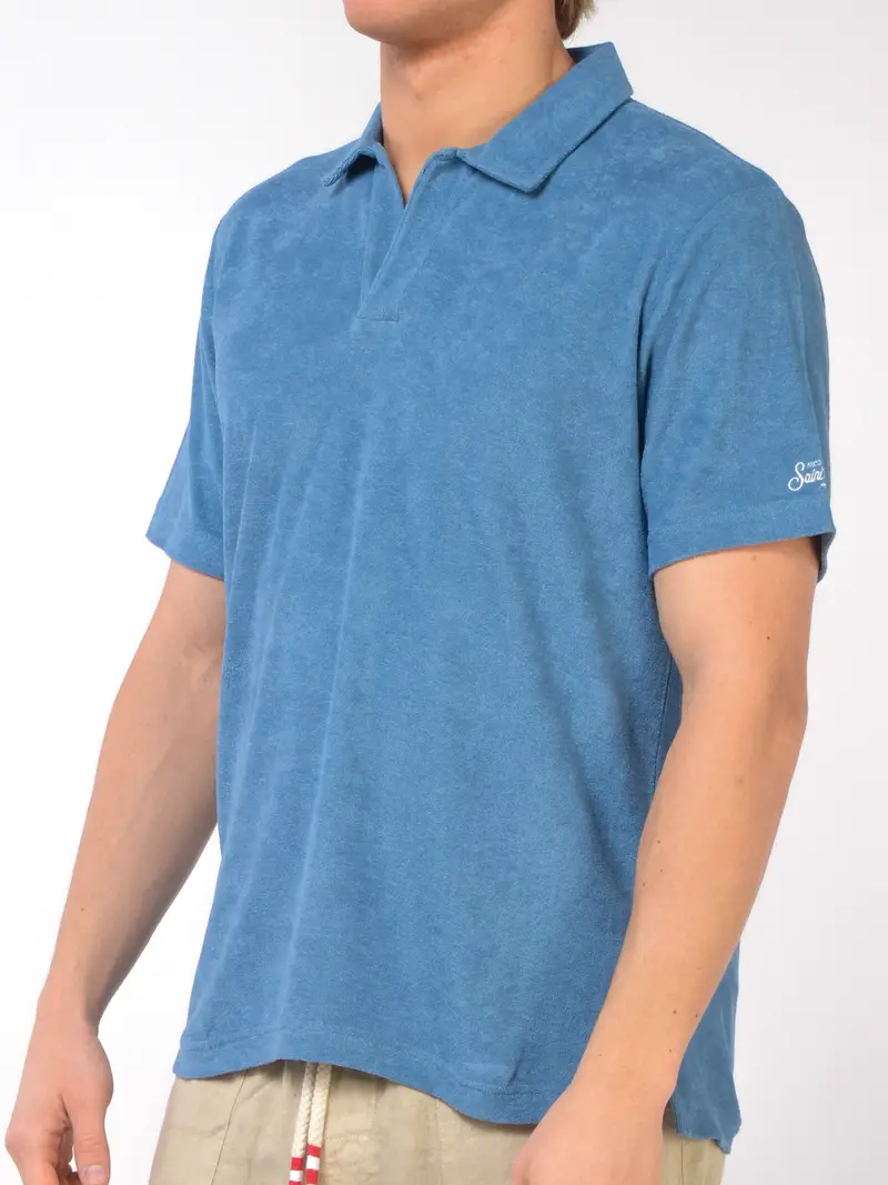 polo da uomo Mc2 Saint Barth in spugna collo derby Blu