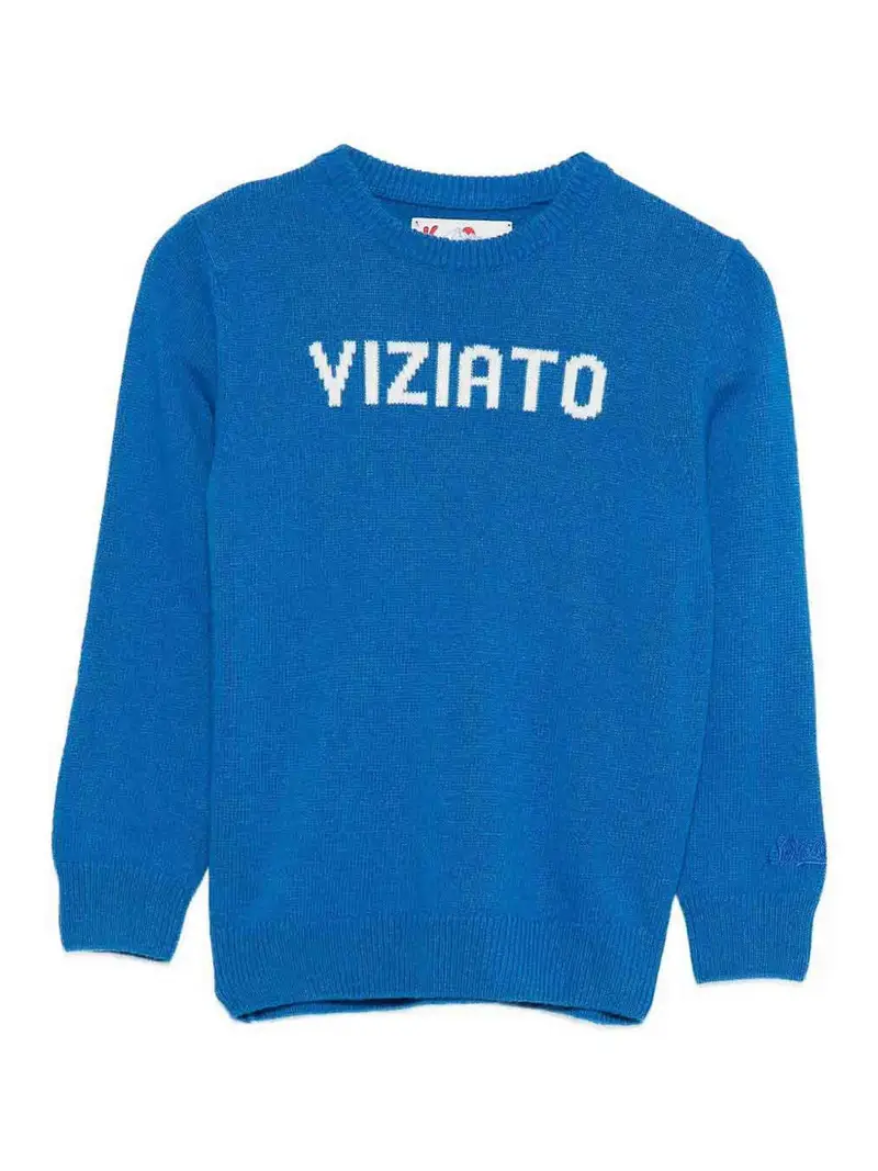 Pull Con Ricamo Blu